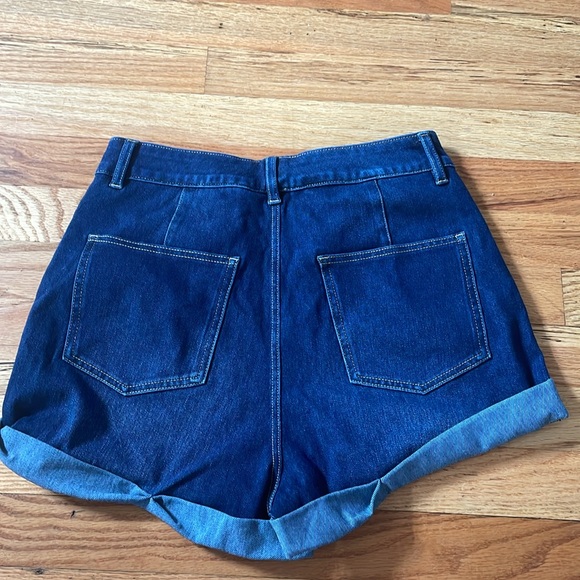 High Waisted Stretchy Knit Denim Shorts - Picture 2 of 4